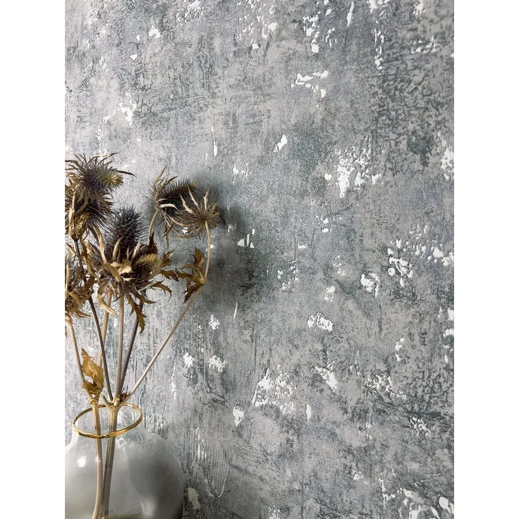 Newroom Vliestapete, Grau Tapete Modern Beton - Betonwand Glanztapete Dunkelgrau Silber Industrial Glamour Zement Metallic für Wohnzimmer Schlafzimmer Küche – Bild 1
