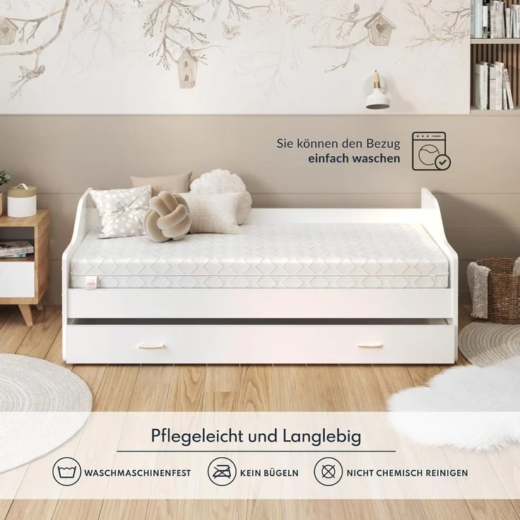 FDM PICCHI Schaumstoffmatratze 140x190 cm Matratze 12 cm Höhe Härtegrade H3 (Mittelhart) Polyurethanschaum Zweiseitig Bezug Abnehmbar Waschbar – Bild 6