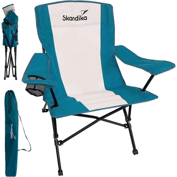 Skandika Campingstuhl, Faltstuhl mit Getränkehalter, Tragetasche und Breiten Armlehnen – Bild 1