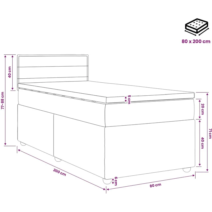 vidaXL Boxspringbett mit Matratze mit Kopfteil Creme 80 x 200 cm Stoff 3451333 – Bild 11