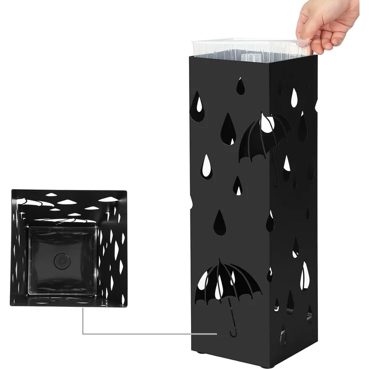 Songmics Regenschirmständer, Metall Schwarz, 15,5 x 15,5 x 49 cm – Bild 7