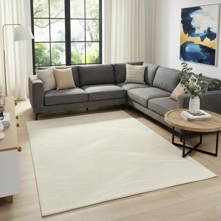 Vimoda Designteppich Leonie, Einzigartige und eindeutige 3D Wellen, Höhe: 12 mm, Teppich Wohnzimmer, Boho Motiv, Schlafzimmer, Qualitativ Hochwertig – Bild 2