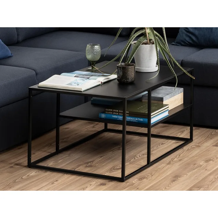 Couchtisch in Schwarz aus Stahl - 90x45x60cm (BxHxT)