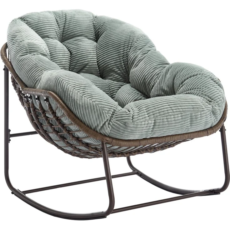 LVHOM Schaukelstuhl mit gepolstertem Kissen, Rattanstuhl mit Stahlrahmen, Lounge Sessel (Großformat B110.5cm x T94.5cm x H80cm,Dicke Kissen,160kg Tragfähigkeit, MEHRE FARBEN MEHRE OPTIONEN! Schaukelsessel umhüllendem Sitzgefühl & hoher Armlehne, 1 St),... – Bild 1