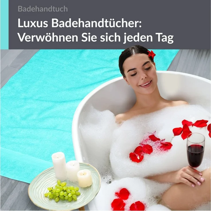 Lashuma Badetuch - Badehandtuch Linz, Frottee (1-St), Türkises Badehandtuch saugstark 100x150 cm – Bild 4
