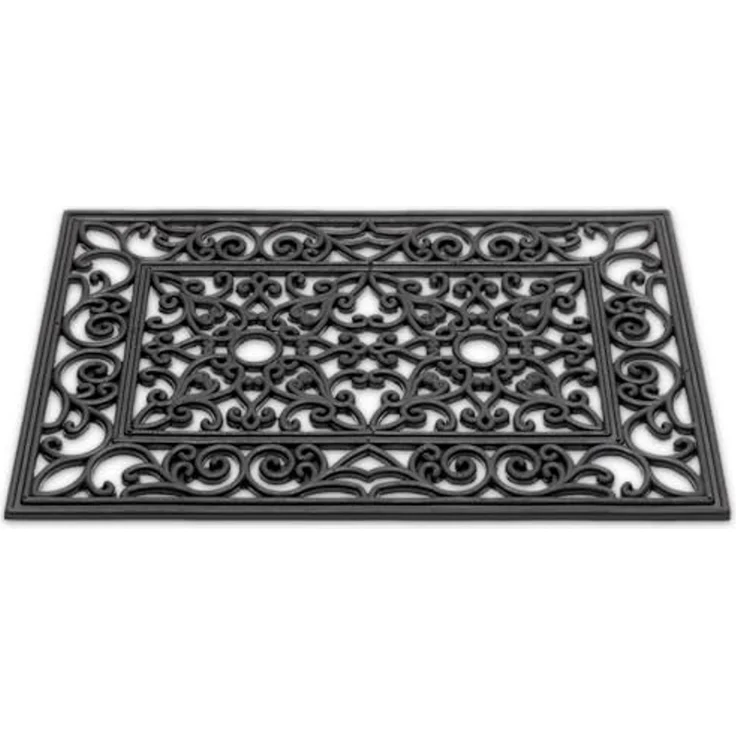 matches21 HOME & HOBBY Fußmatte Hartgummi Fußmatte Ornamente rechteckig 40x60 cm schwarz, rechteckig, Höhe: 12 mm, Wetterfeste Aussen-Bereich Türmatte als Outdoor Schmutzfangmatte – Bild 1