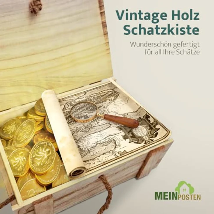 Meinposten Holzkiste Trudi Kiste mit Deckel geflammt vintage alt Truhe Natur Box Weinkiste – Bild 9