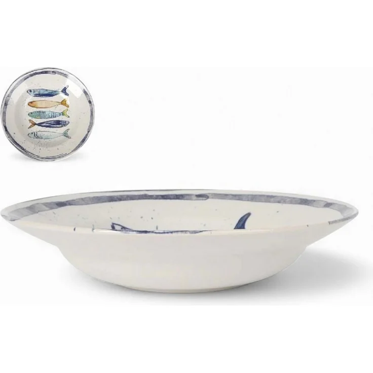 WestCraft Speiseteller Teller, mediterran mit Sardinen-Motiv, Maritime Pastateller 29 cm, (4 St), 4er Set, hochwertig und robust - langlebig und vielseitig einsetzbar – Bild 2