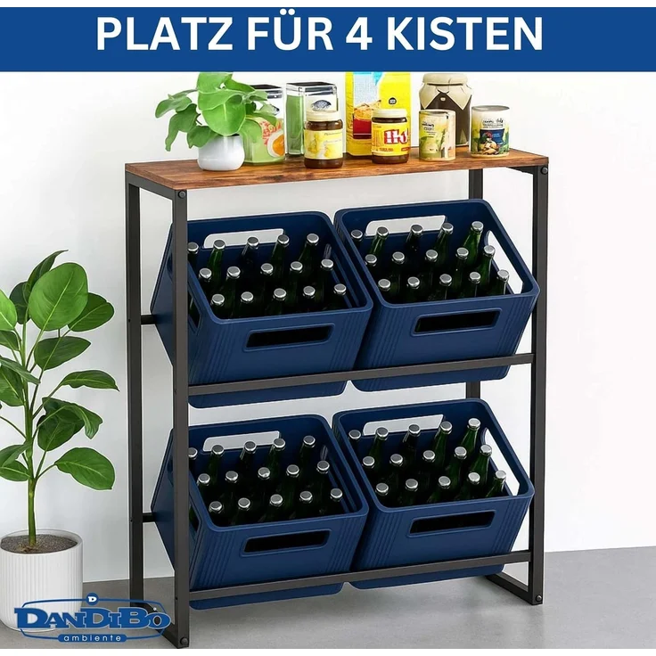 DanDiBo Getränkekistenregal mit Ablage 4 Kisten Schwarz Metall Holzablage 96658 Getränkeregal Kistenregal Getränkekistenhalter Getränke Regal Bierkistenregal – Bild 7