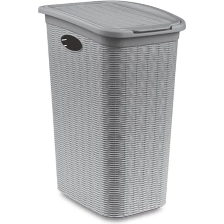 Kreher Wäschekorb in Rattan-Optik, 36 Liter, Farbe: Grau