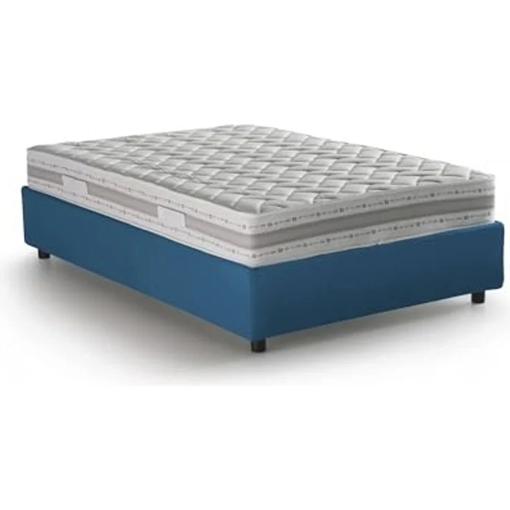 Talamo Italia - Doppelbett „Grace“, Bettkasten mit Stoffbezug, 100 % Made in Italy, Öffnung vorne, inklusive Matratze 160 x 200 cm, Blau – Bild 3