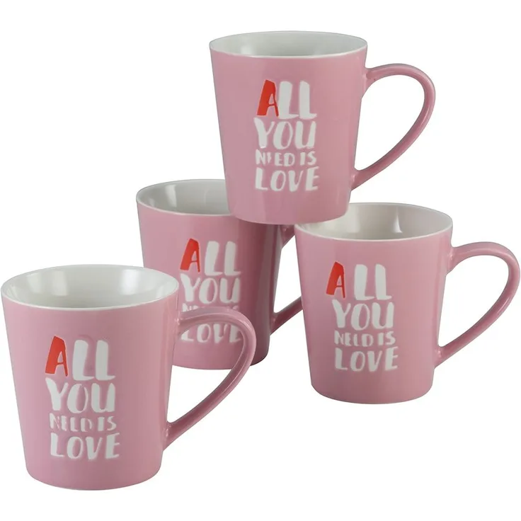 Love Collection Rosa, Kaffeebecher 4-tlg (mo)