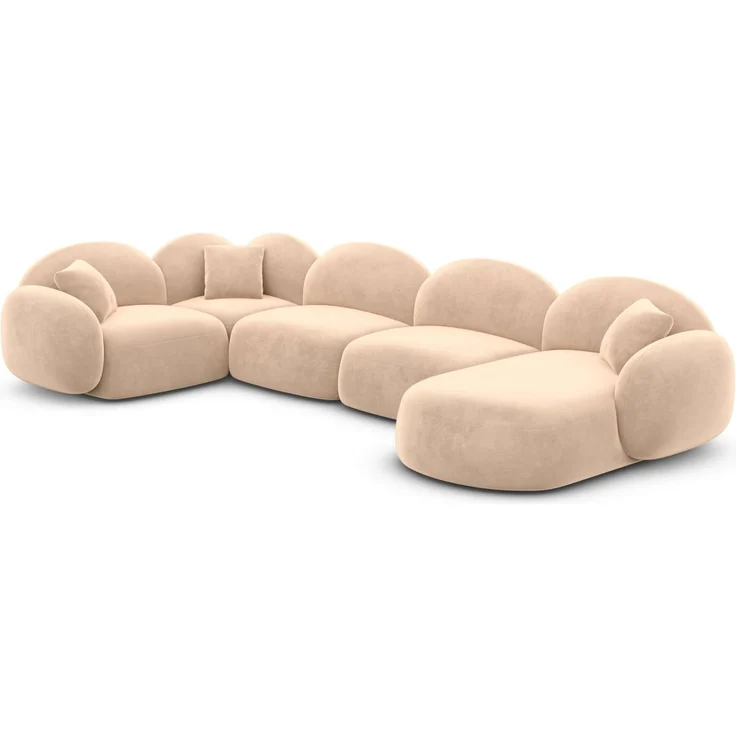 Sofa Dreams - Polster Wohnlandschaft Mirello XL U-Form - Samtstoff - Beige - Links – Bild 8