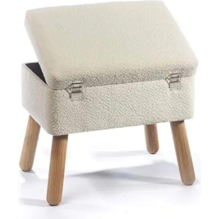 Kobolo Sitzhocker Kofferhocker Polsterhocker aus Textil in weiß (1 Stück) – Bild 6