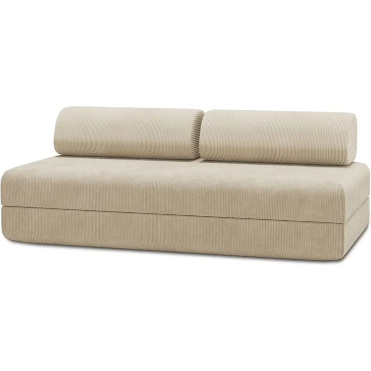 2-3-Sitzer-Schlafsofa aus beigefarbenem Cord