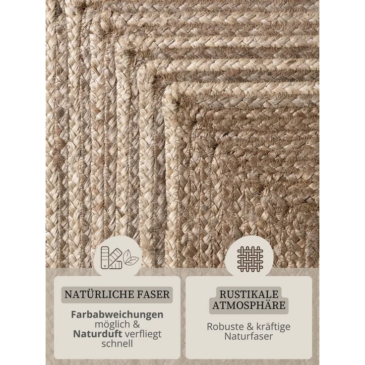 HANSE Home Teppich Juno Line Juteteppich, rechteckig, Höhe: 9 mm, Jute, Shape, Handgemacht, Wohnzimmerteppich, Naturteppich, Wohnzimmer – Bild 4