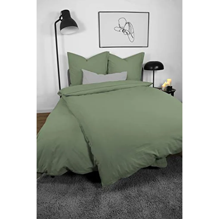 jilda-tex Bettwäsche Lissabon, Renforcé (Bio-Baumwolle), 2 teilig, unifarben, stonewashed und in vielen Farben – Bild 3