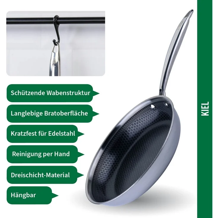 Chefkoch trifft Fackelmann Bratpfanne Tri-Ply, Ø 24 cm, Edelstahl, Induktion/- backofengeeignet – Bild 2