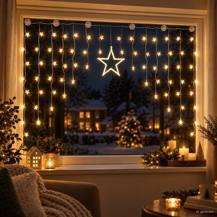 Weihnacht's LED Sternenvorhang Weihnachtsbeleuchtung mit 90 LED