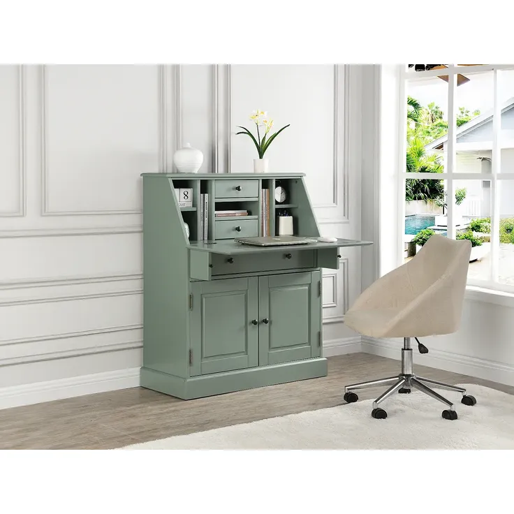 Vente-unique - CLEORE Büromöbel Holz, PlatteHolz, Platte Grün - B 40 cm x H 110,8 cm x L 93 cm