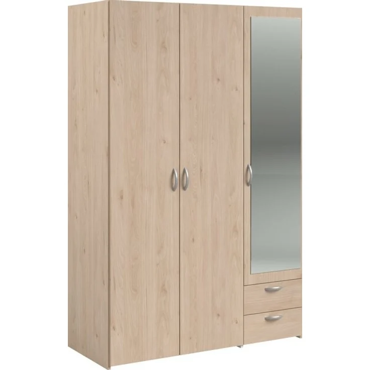 Daily 14 Kleiderschrank 3-türig Braun mit Spiegel 120x185x51 – Bild 4