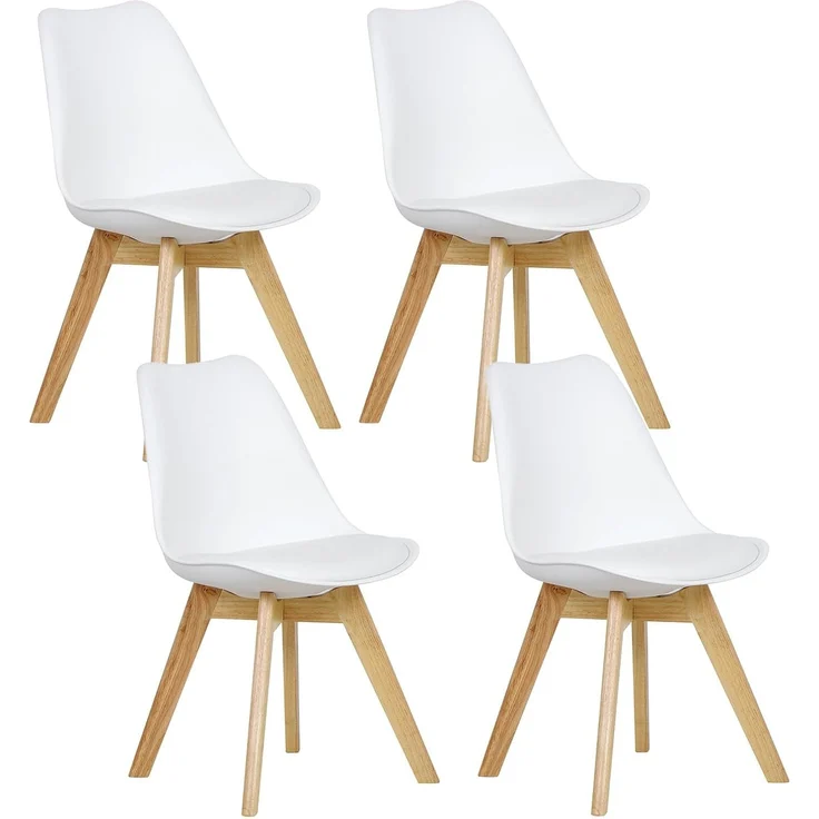 WOLTU® 4er Set Esszimmerstühle Küchenstuhl Design Stuhl Esszimmerstuhl Kunstleder Holz Weiß BH29ws-4 – Bild 1
