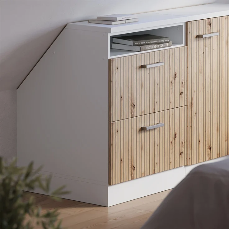 Küchenschrank für Dachschrägen R-Line Artisan-Eiche 60 cm mit 2 Schubladen, Schrankkorpus 60 cm Tiefe Vicco – Bild 4