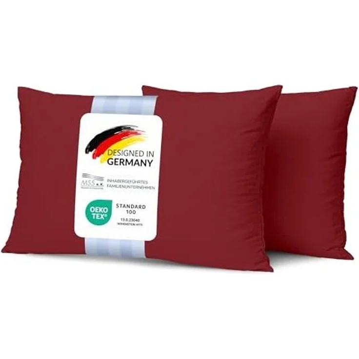 MSS Kissenbezug 2er Set - 40x80 cm - Burgund – Bild 1