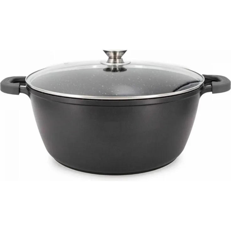XXL Kochtopf mit Deckel ø44 cm mit Marmorbeschichtung ca. 23 L - Schwarz