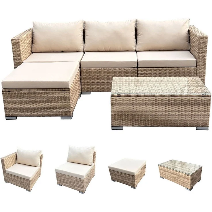 SVITA Loungeset QUEENS, (Set, 5-tlg, Garten-Lounge), verschiedene Stellmöglichkeiten, breite Armlehnen, inkl. Tisch – Bild 4