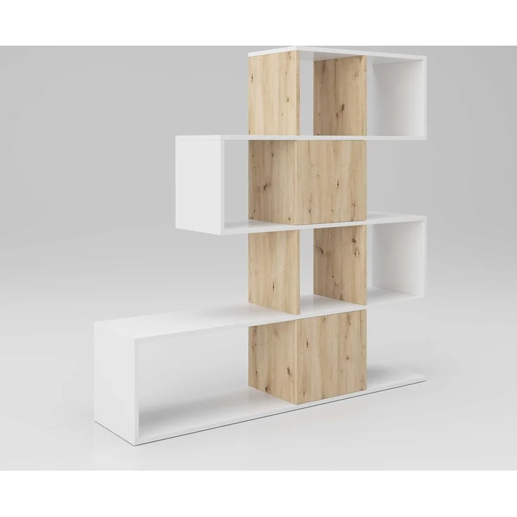 STACCATO - Raumteiler, Bücherregal mit 4 Böden, Weiß mit Holzdekor – Bild 4