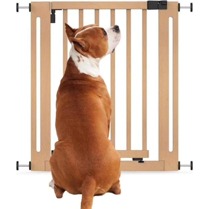 Bettacare Naturholz Elegance Treppenschutzgitter, Natur, 71cm - 79cm, Druckmontage Sicherheitsgitter, Sicherheitsgitter für Welpen, Hunde und Haustiere, Einfache Installation