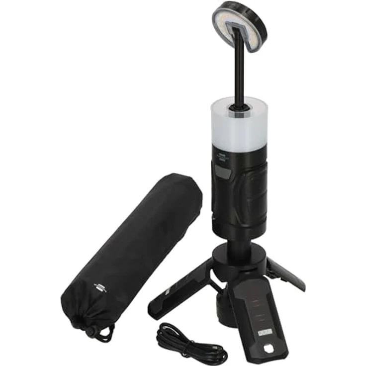 Brennenstuhl Akku LED Outdoor Lampe UL 400 AT, 400lm, IP44, 24h Leuchtdauer, dimmbar, Farbtemperatur einstellbar, Rotlicht, ausziehbar bis 1,03m, Powerbank, inkl. USB C Ladekabel – Bild 1