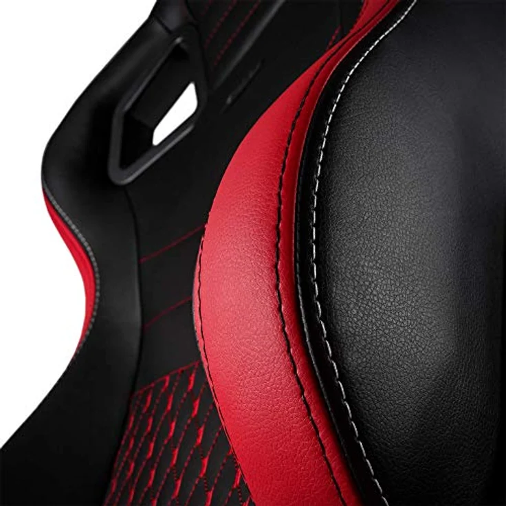 noblechairs EPIC Gaming Stuhl mousesports Edition, Komplettpolsterung aus veganem PU-Kunstleder, schwarz/rot, 60-mm-Rollen, 4D-Armlehnen – Bild 8