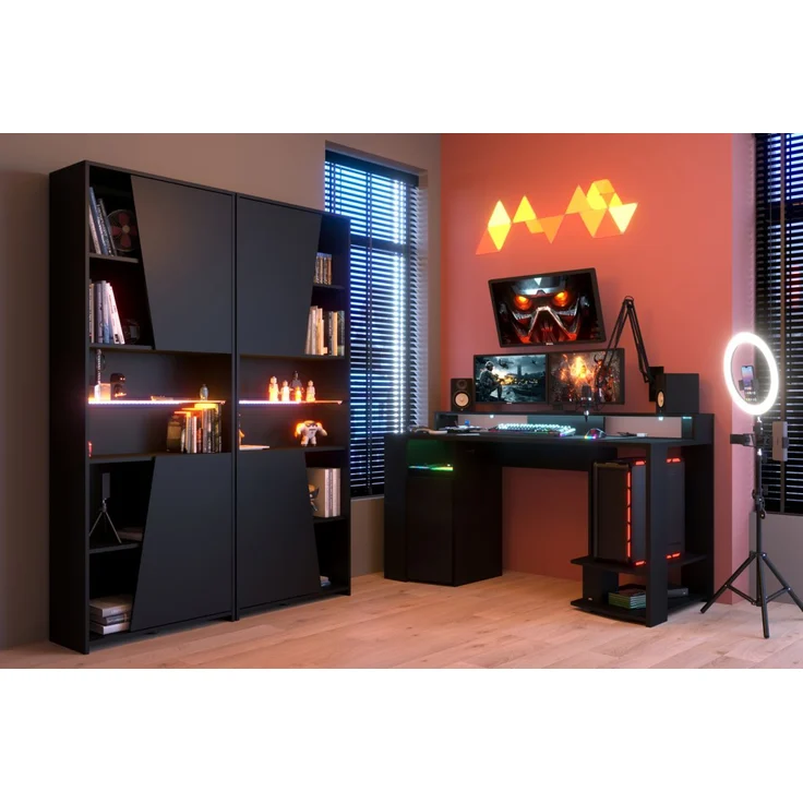 Parisot Gaming Set in schwarz Gamingtisch und Regal – Bild 1