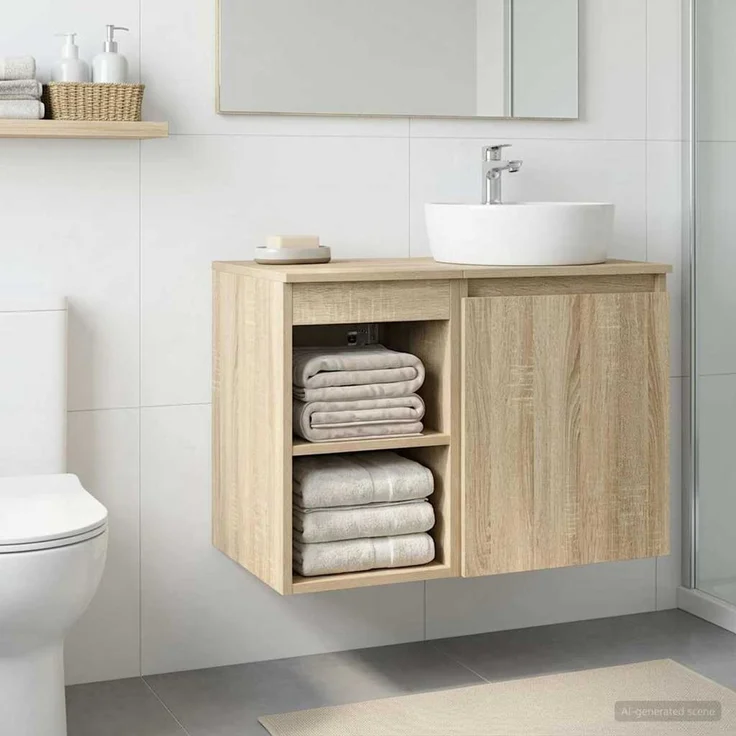 vidaXL Badezimmerschrank Sonoma-Eiche 30 x 35 x 50 cm Holzwerkstoff 890336 – Bild 4