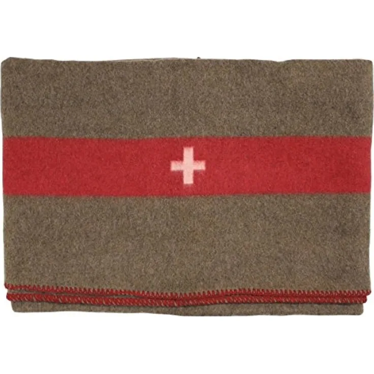 Wolldecke Schweiz. Wolldecke, braun, 200 x 150 cm, MFH, mit weißem Kreuz