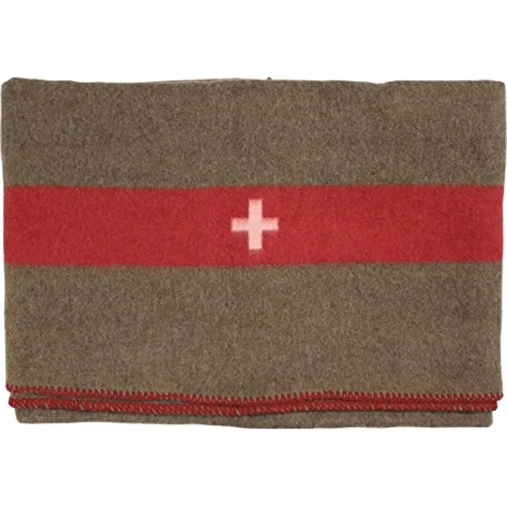 Wolldecke Schweiz. Wolldecke, braun, 200 x 150 cm, MFH, mit weißem Kreuz – Bild 1