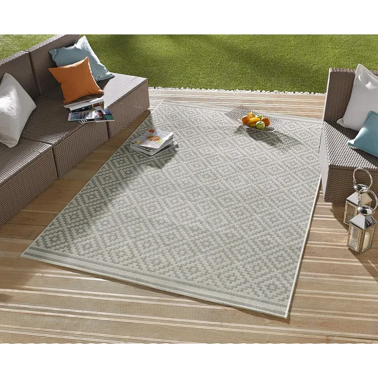 In- & Outdoor Teppich Raute grau/creme - 160x230x0,8cm