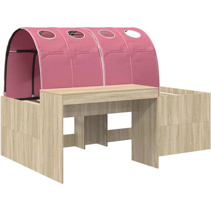 vidaXL Bett mit Tunnel 3 Stk. Artisian Eiche und Pink Holzwerkstoff 3423662 – Bild 3
