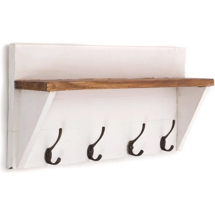 DESIGN DELIGHTS Wandgarderobe WANDGARDEROBE MIT REGAL "VINTAGE", 60x26cm (BxH), Kleiderhaken, Fa – Bild 1