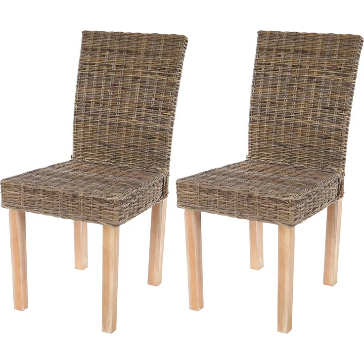 2er-Set Esszimmerstuhl 'Littau' Kubu-Rattan