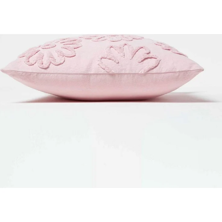 Homescapes Dekokissen Tufted Kissen rosa 45 x 45 cm – Dekokissen Blumen – Bild 3