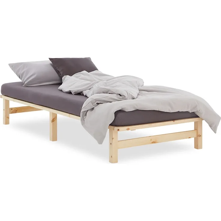 Holzbett Holzbettrahmen Palettenbett Einzelbett 100x200 Bett Massiv Holz Jugendbett Gästebett Futonbett Lattenrost