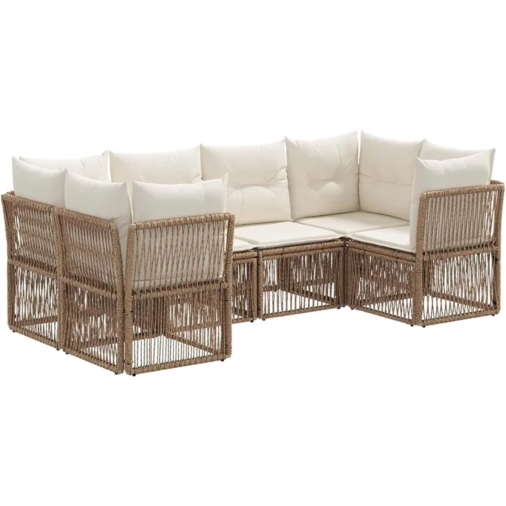 vidaXL Gartensofa-set 6 stk. 6-Sitzer Beige Poly-Rattan 3434334 – Bild 1