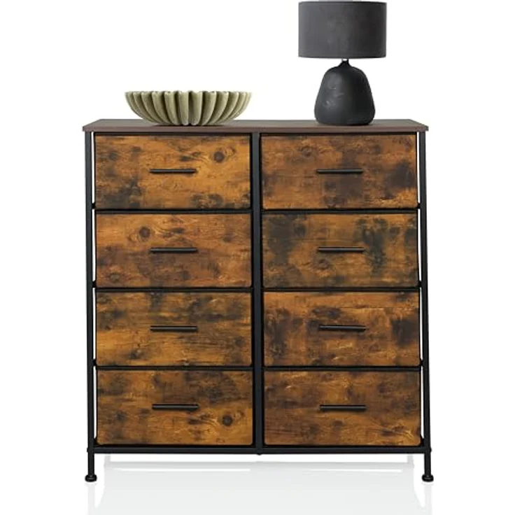 hjh LIVING Kommode mit 8 Schubladen RAGALA Light 80 x 30 x 82 cm Regalsystem Sideboard für Wohnzimmer Schlafzimmer Flur, Räuchereiche – Bild 5