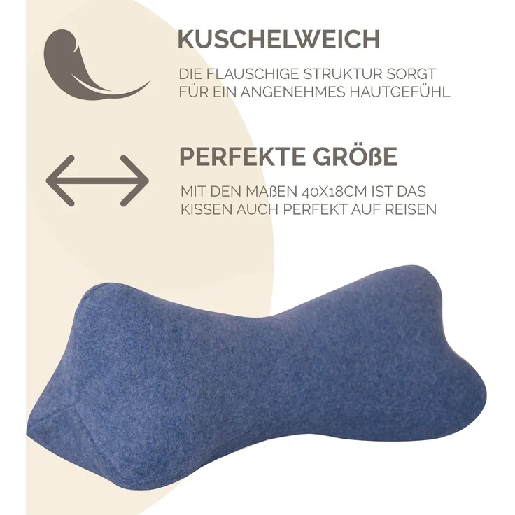 Original Dr. Berger Velours-Fleece Leseknochen Blau 40 x 18 cm – Bild 3