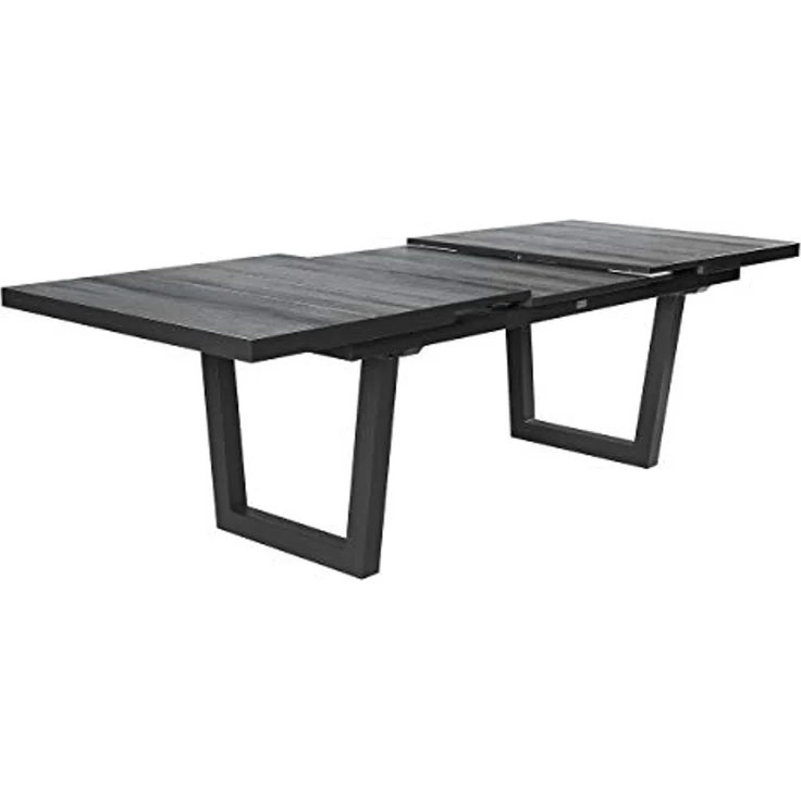 KERAMO Ausziehtisch 100x200, Platte Keramik Holzoptik dunkelgrau, Alu- Gestell V-Fuß, Synchronauszug – Bild 5
