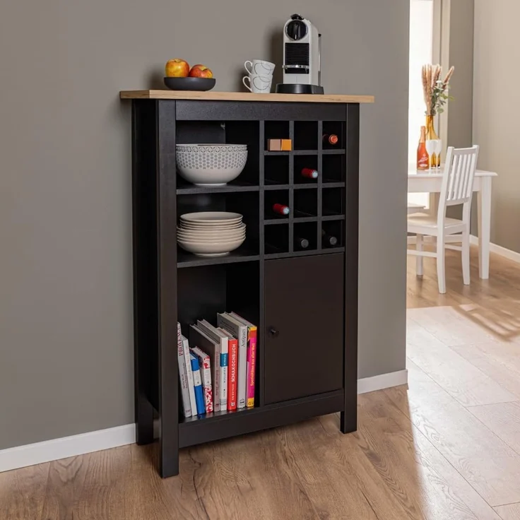 Interlink Highboard AMSTERDAM - Esszimmer & Wohnzimmer in Schwarz-Artisan Eiche – Bild 1