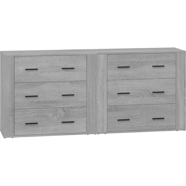 2 Stk. Sideboards, Kommoden Grau Sonoma Holzwerkstoff – Bild 1